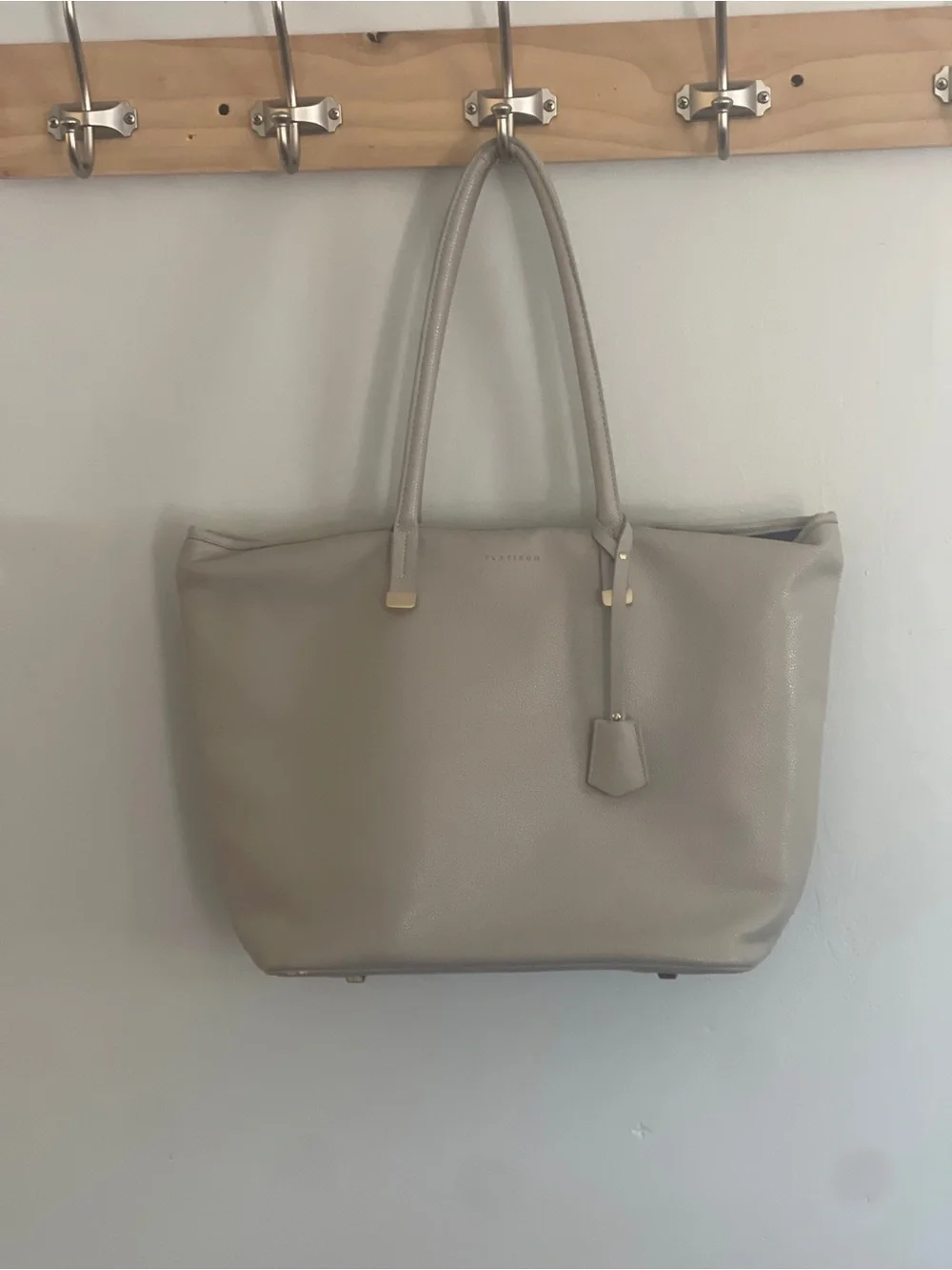 Leather Laptop Tote with Gold Accents